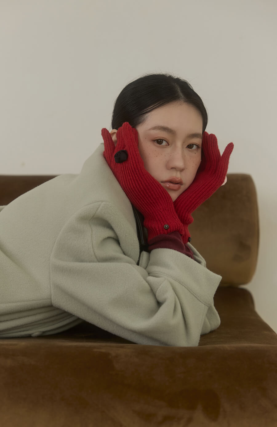 坑紋保暖手套 2色