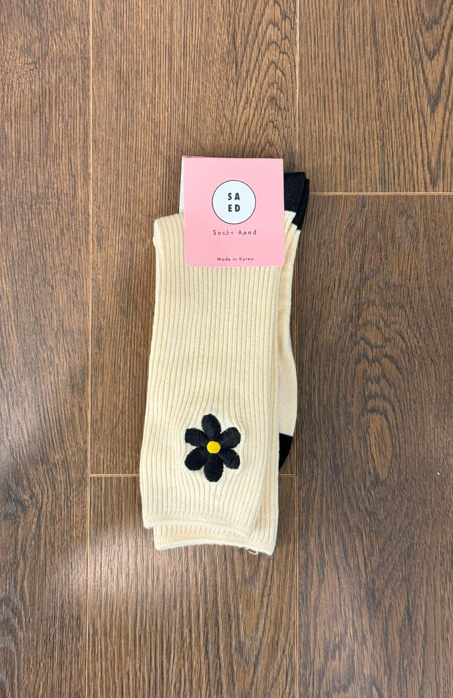 韓國選品 韓製刺繡花花襪 2色