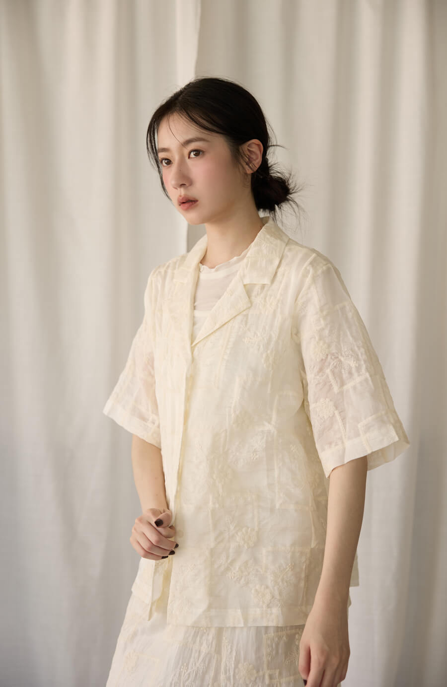 日系格紋幾何西領上衣