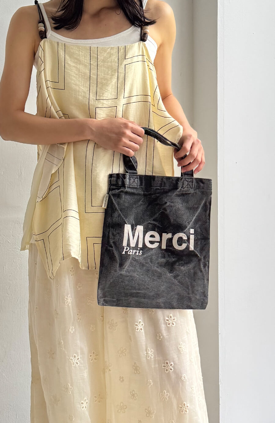 歐洲選品-Merci灰色水洗帆布袋