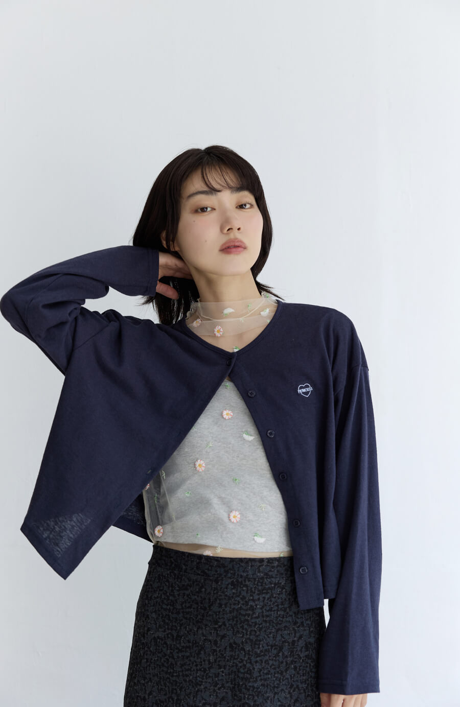 清透花束網紗立領打底衫 5色