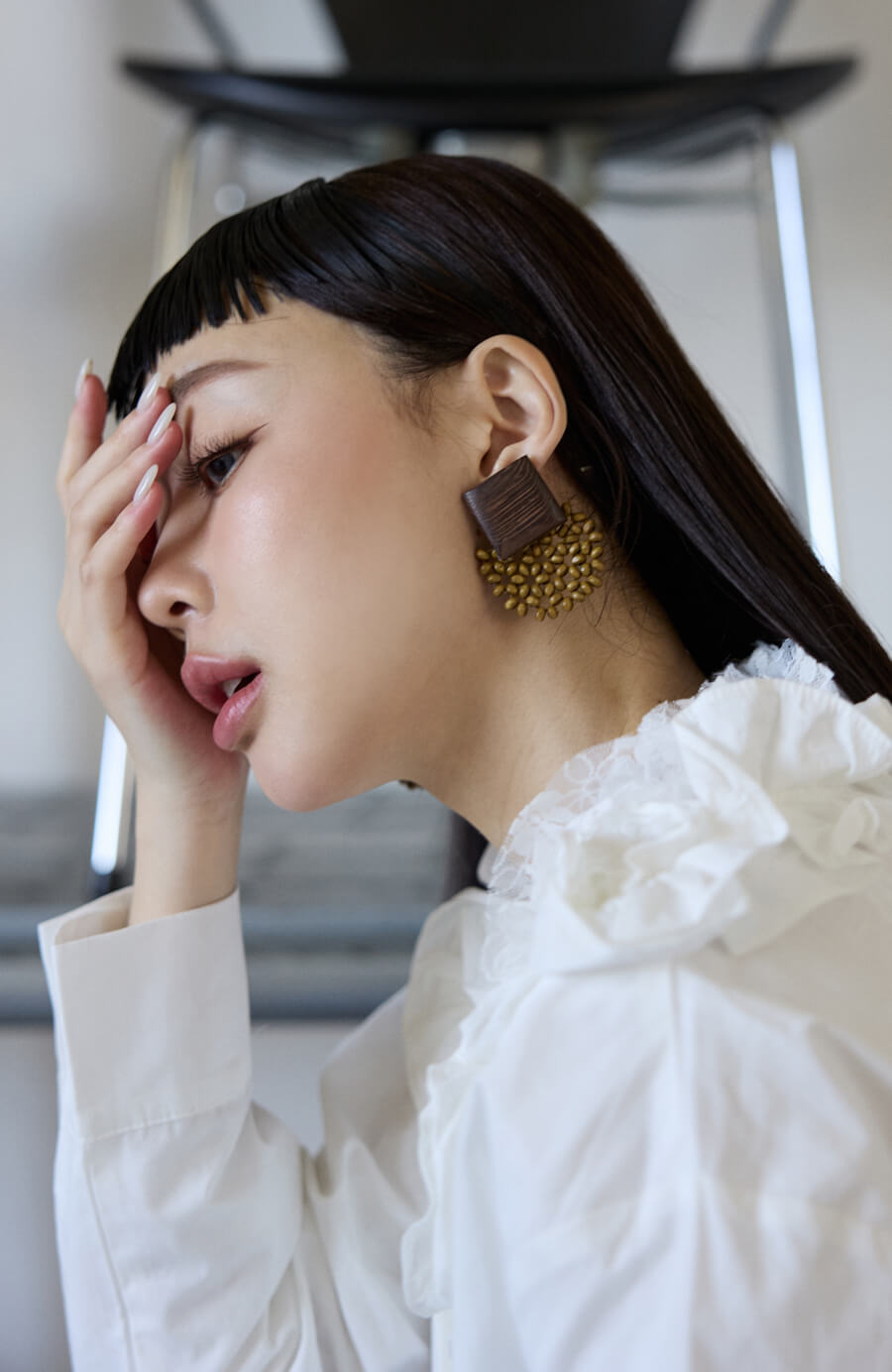 方塊麥穗壓克力耳針 2色