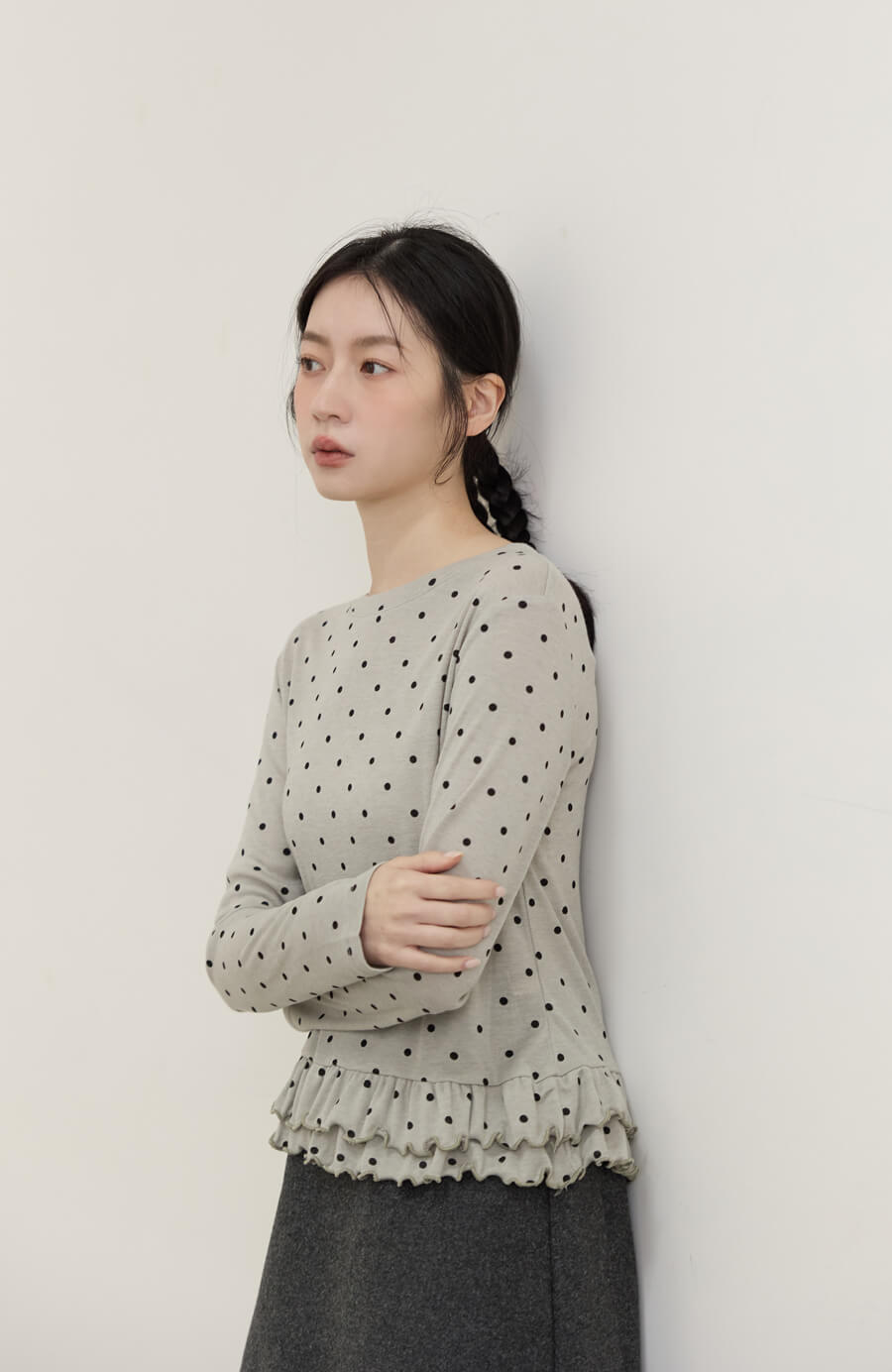 點點小百褶上衣