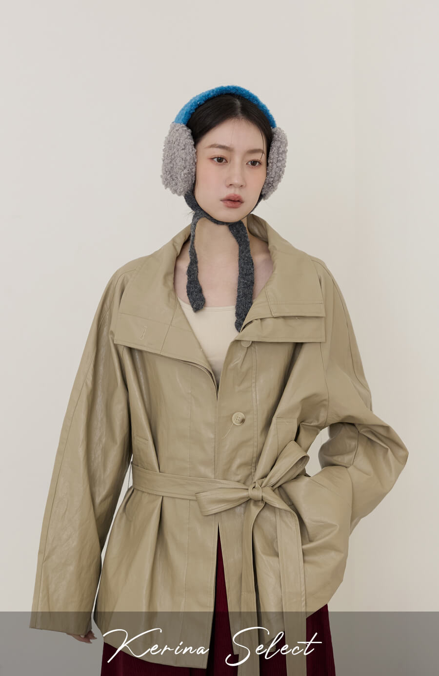 Kerina Select 翻領皺皺皮外套