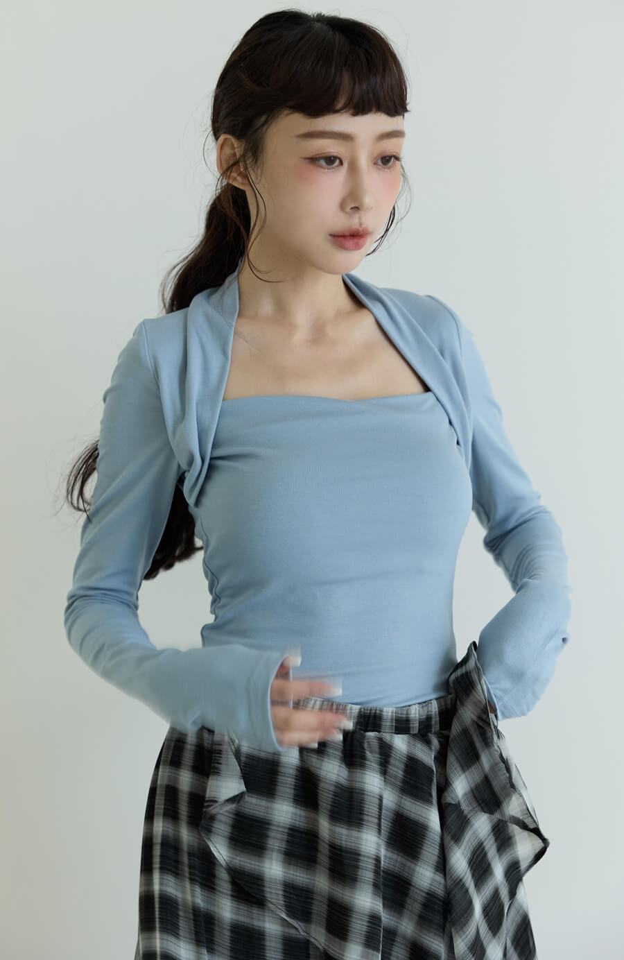 方領假兩件式棉質上衣 3色