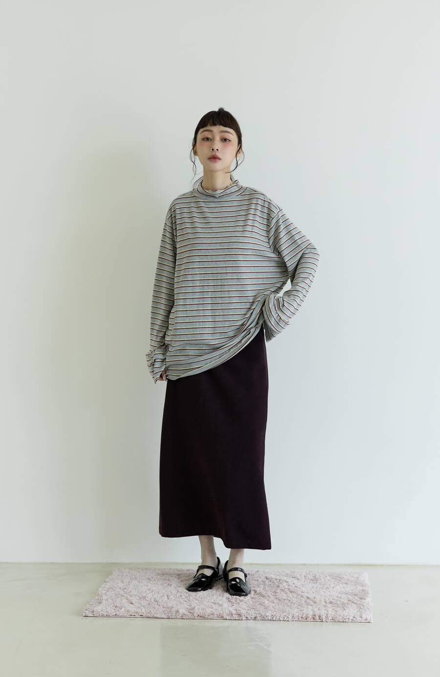 木耳領條文波浪袖上衣 5色