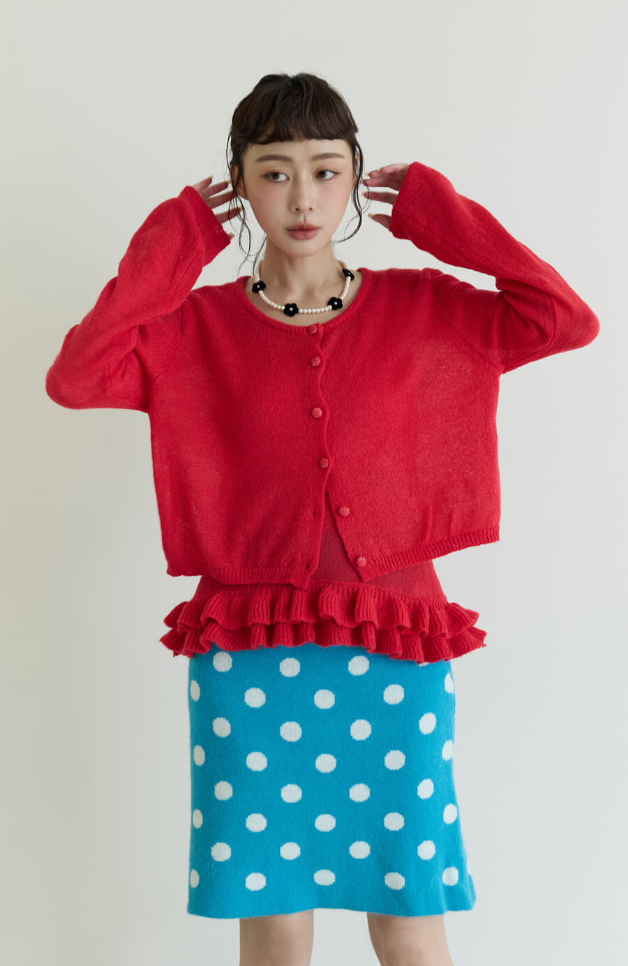 花邊背心+針織外套兩件套 2色