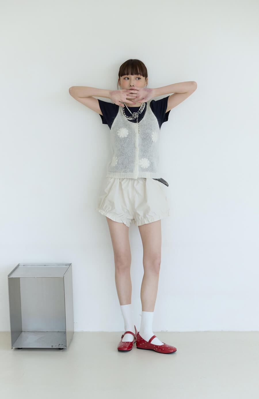 立體花朵針織背心 2色