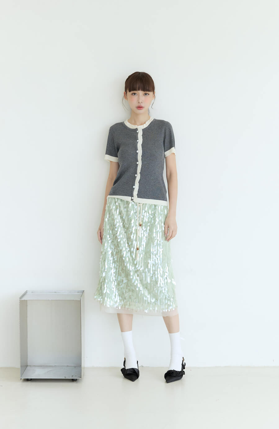 6%羊毛木耳邊拼色上衣 3色