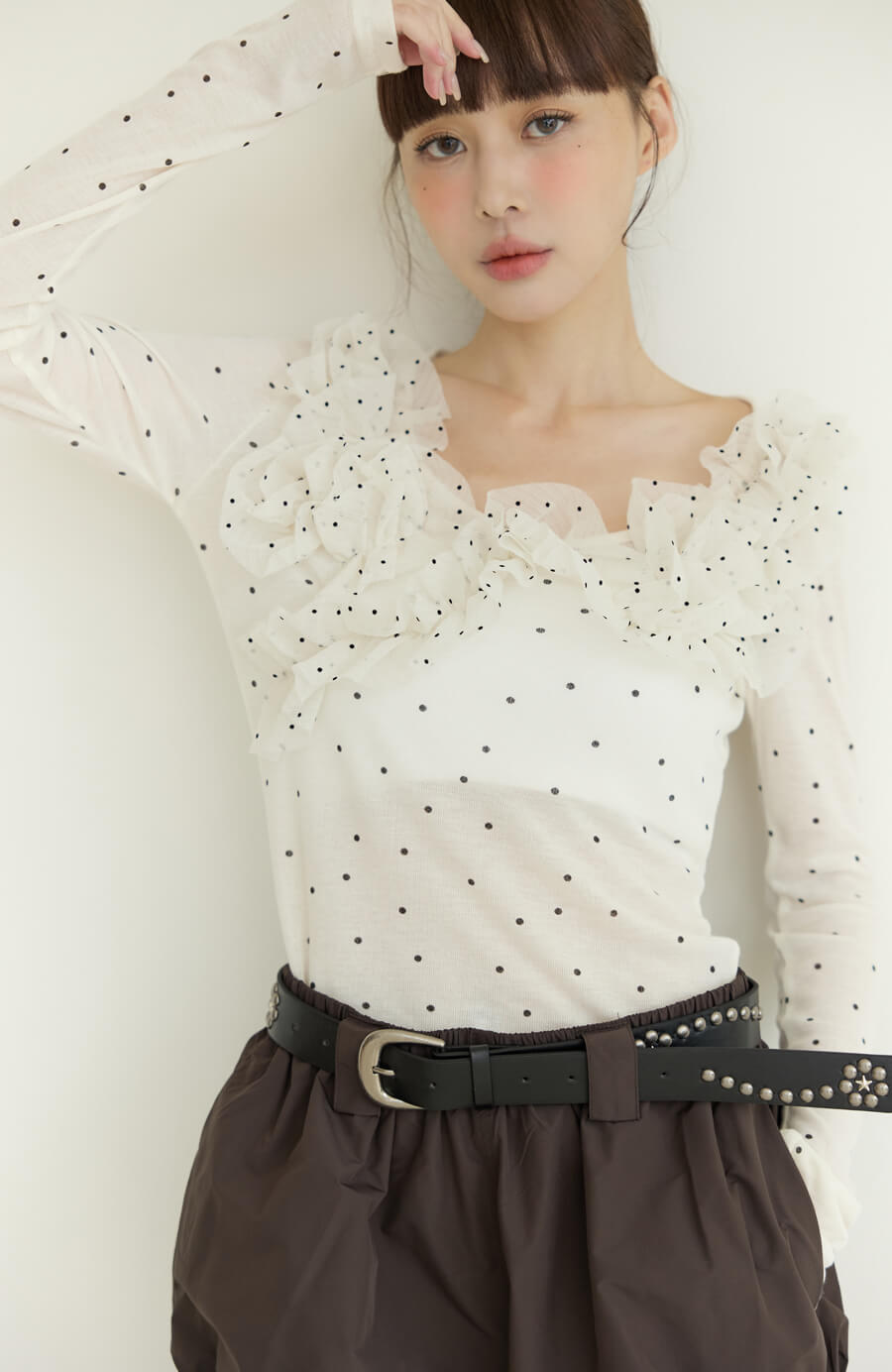 立體花朵點點上衣