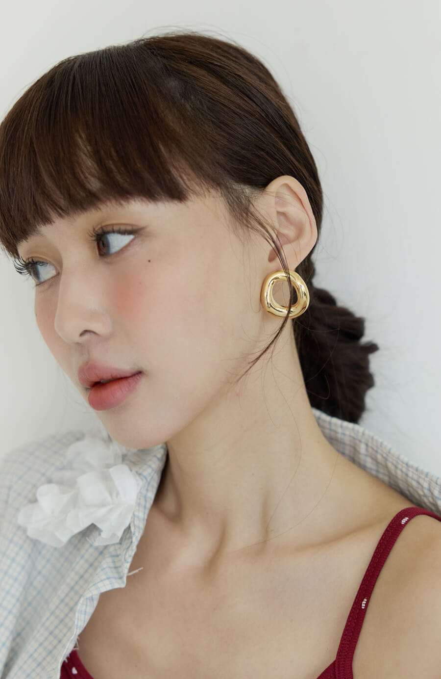 金屬感不規則圓圈耳針