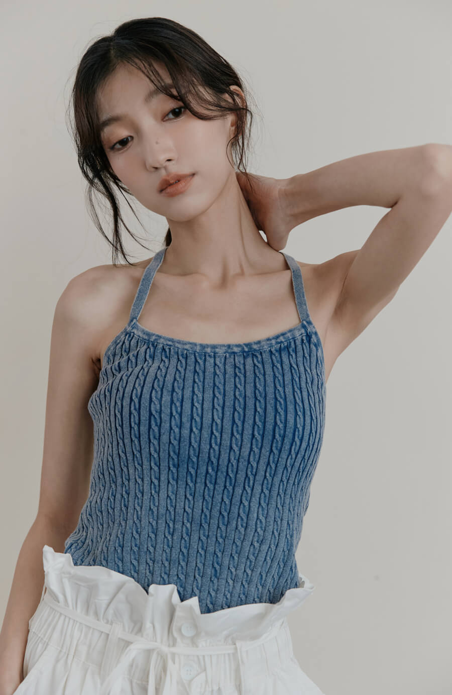 麻花針織美背細肩背心 2色