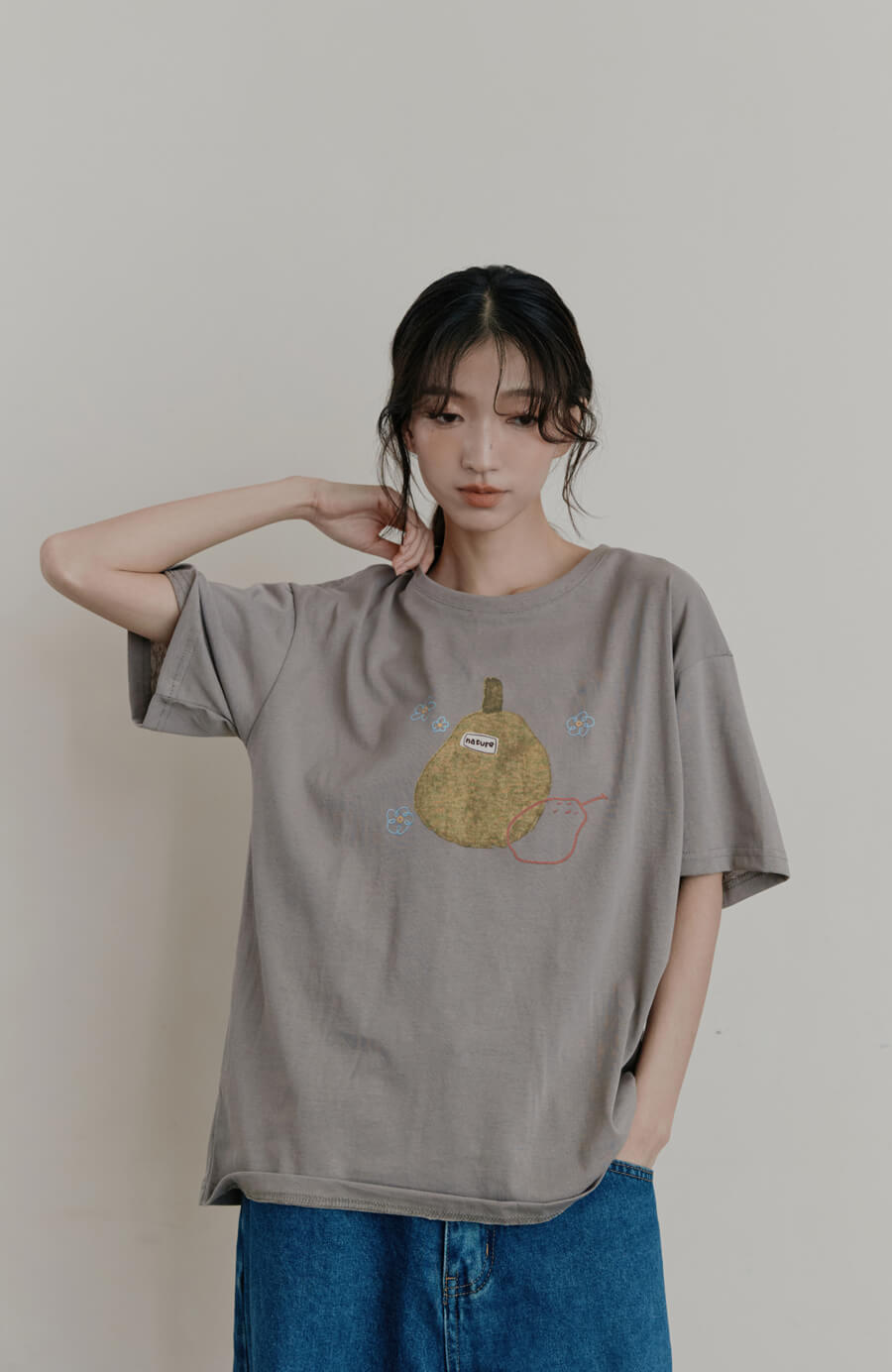西洋梨印花寬鬆上衣