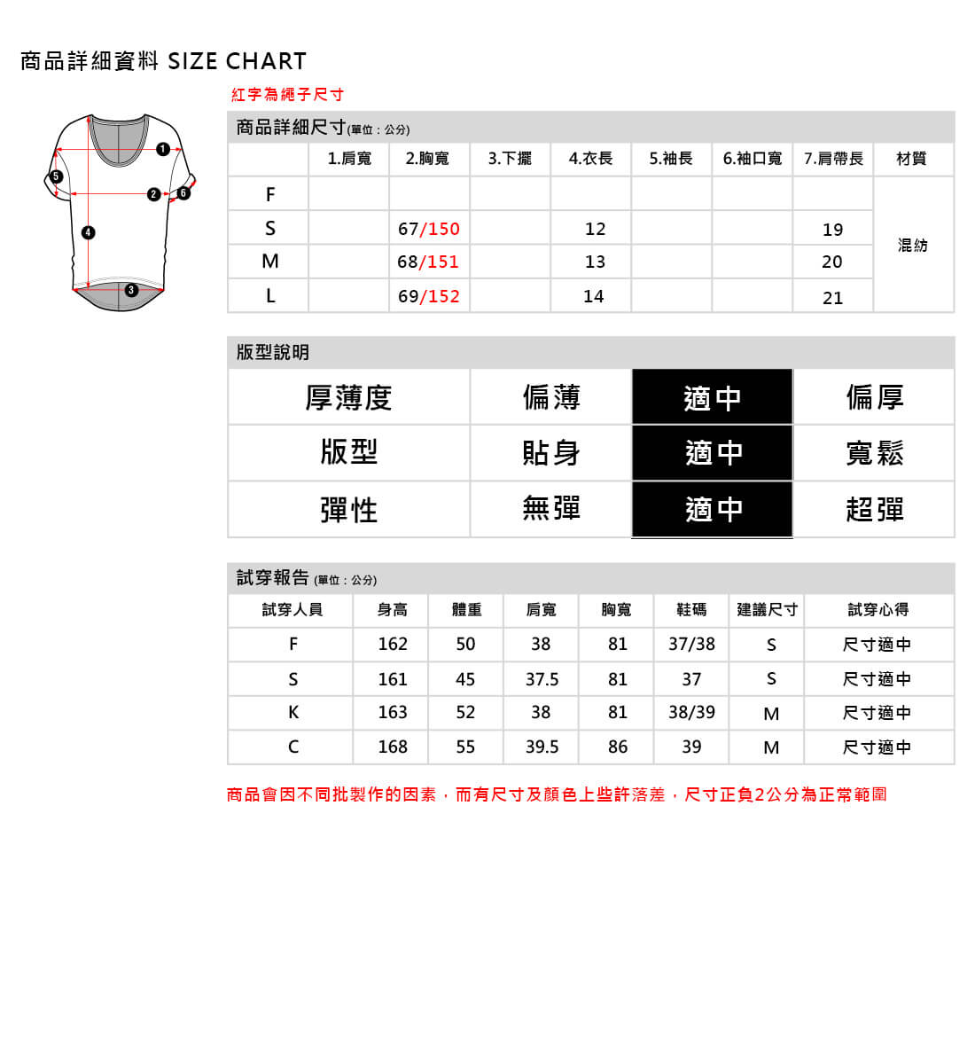 MOSDRESS 訂製甜酷墜飾造型背心 2色 商品尺寸表