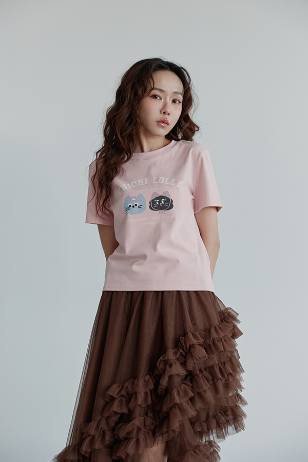 MOSDRESS CHICHI & LOLLY美式短版Ｔ 粉色美式T恤日常穿搭