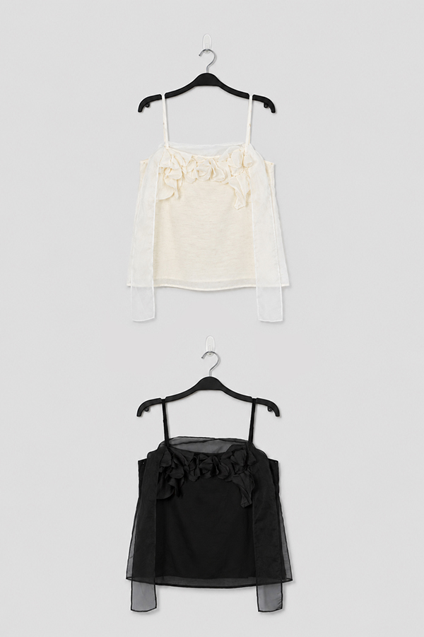 MOSDRESS 訂製立體花瓣網紗細肩背心 版型展示