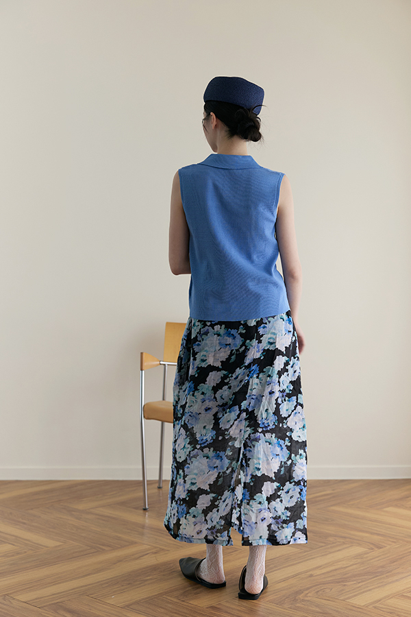 MOSDRESS 雙口袋針織翻領背心 無袖版型展示