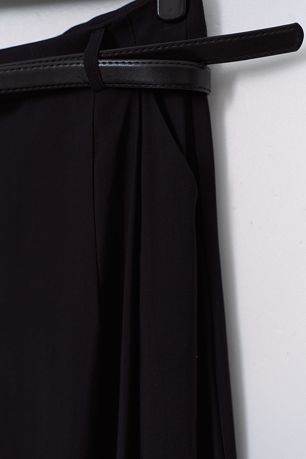 MOSDRESS 打褶七分西裝寬褲附皮帶 韓系寬褲穿搭