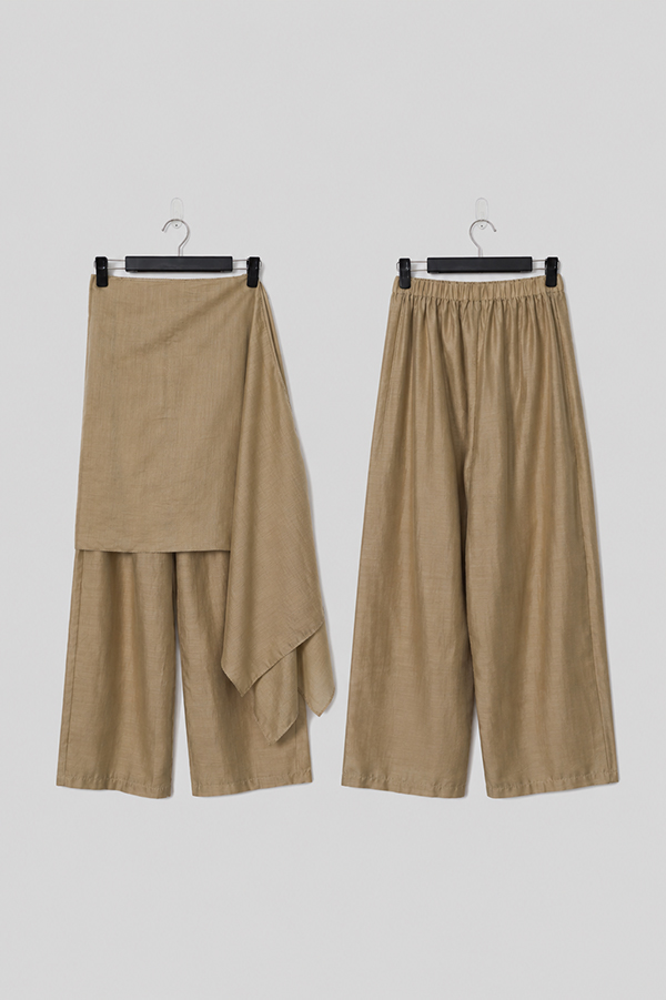 MOSDRESS 真兩件79%天絲寬褲+多用途片布 寬褲版型展示