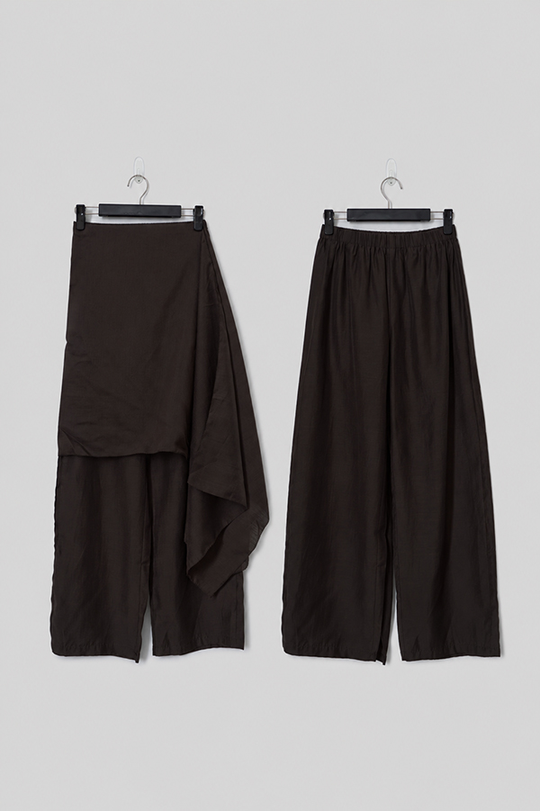 MOSDRESS 真兩件79%天絲寬褲+多用途片布 涼感天絲穿搭