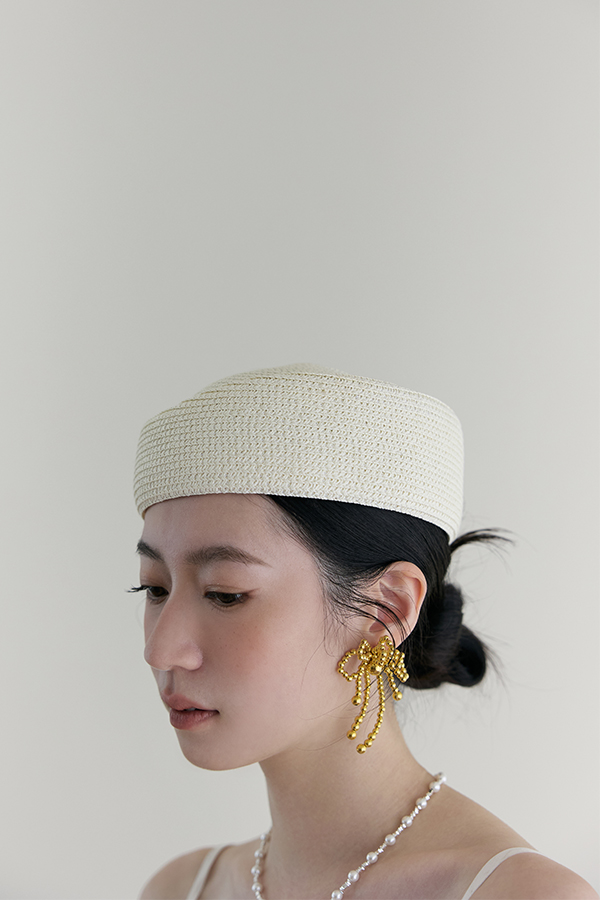 MOSDRESS 高級感立體編織小圓帽 夏日草帽穿搭