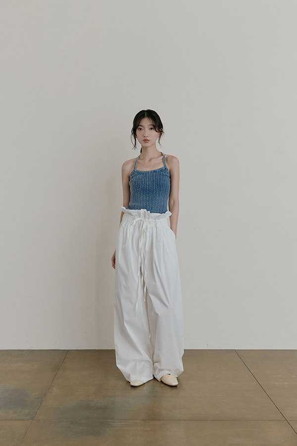 MOSDRESS 麻花針織美背細肩背心 藍色夏日清爽穿搭