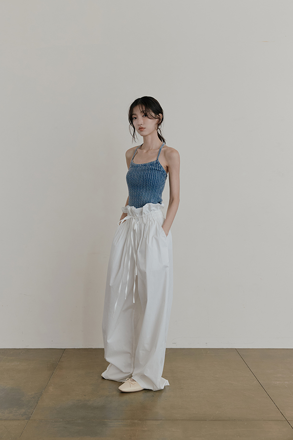 MOSDRESS 麻花針織美背細肩背心 藍色美背上衣穿搭