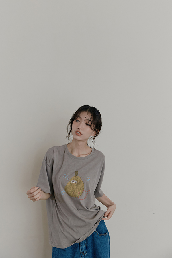 MOSDRESS 西洋梨印花寬鬆上衣 西洋梨圖案俏皮穿搭