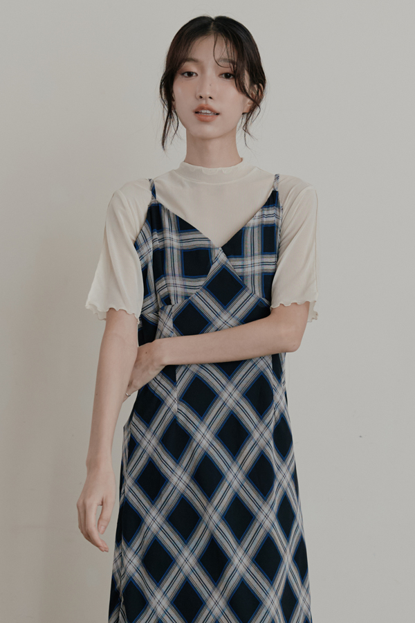 MOSDRESS 復古格紋細肩雪紡洋裝 細肩雪紡洋裝夏日穿搭