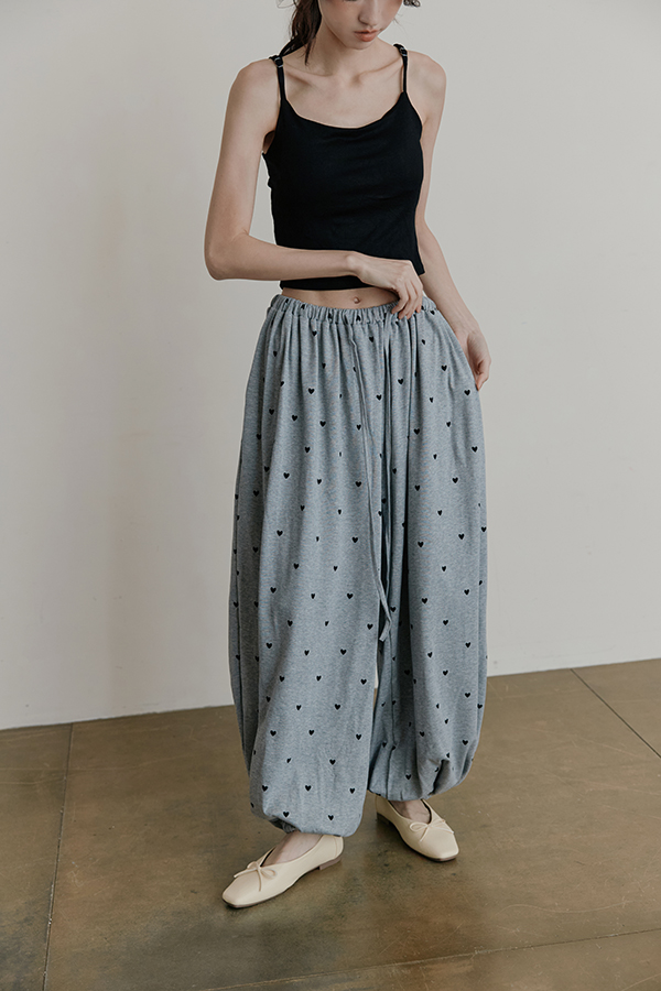 MOSDRESS 扭結美背Bra top愛心燈籠褲套裝 麻灰色美背上衣穿搭