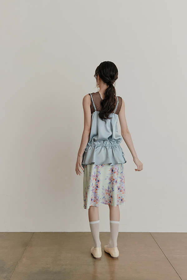 MOSDRESS 水彩感印花A字半身裙 A字長裙修飾比例穿搭