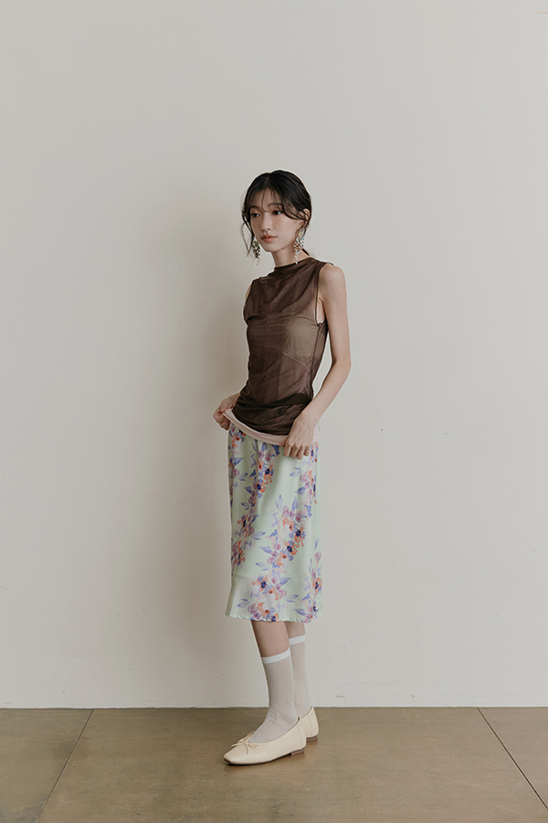 MOSDRESS 水彩感印花A字半身裙 A字半身裙顯腿長穿搭