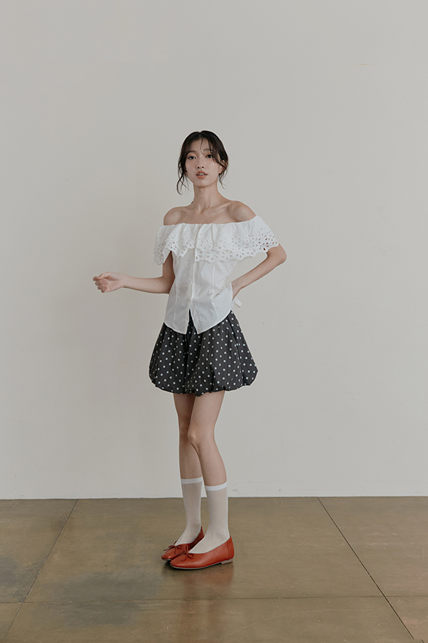 MOSDRESS 俏皮波點花苞短褲 波點短褲日系女孩穿搭
