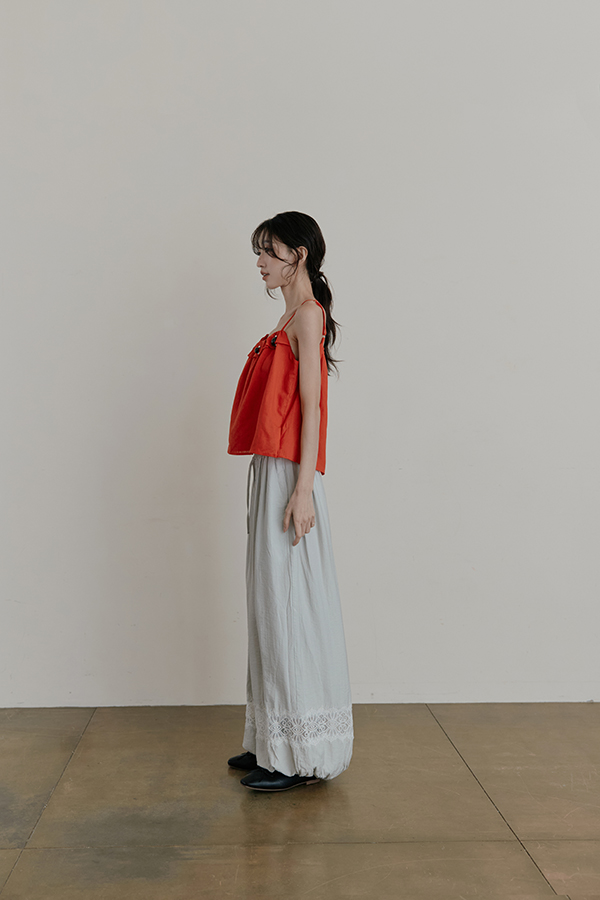 MOSDRESS 訂製蕾絲拼接燈籠褲 米灰色燈籠長褲夏日穿搭