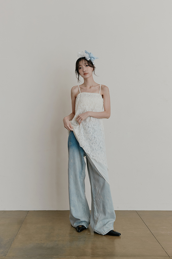 MOSDRESS 漸層刷色牛仔寬褲 牛仔寬褲日常休閒穿搭