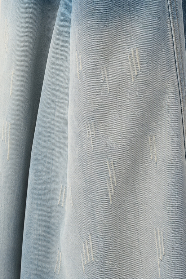 MOSDRESS 漸層刷色牛仔寬褲 牛仔褲腰頭與刷色細節展示