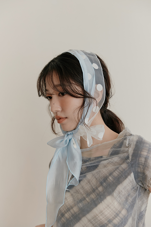 MOSDRESS 點點網紗長絲巾兩件組 長絲巾頸部層次穿搭
