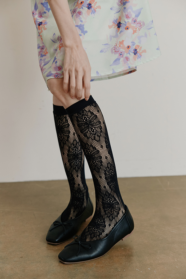 MOSDRESS 蕾絲鏤空小腿襪 鏤空襪裙裝搭配造型