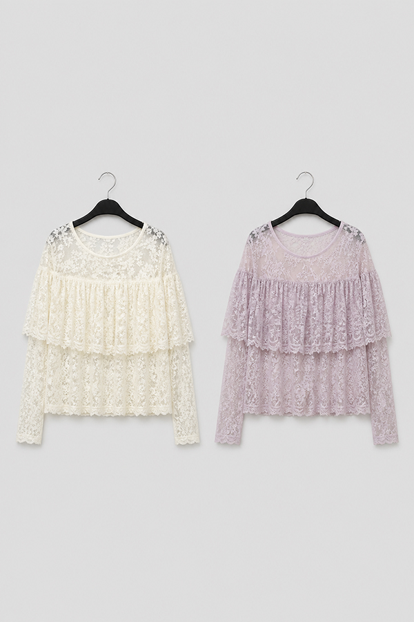 MOSDRESS 披肩感蕾絲上衣 商品平拍全貌