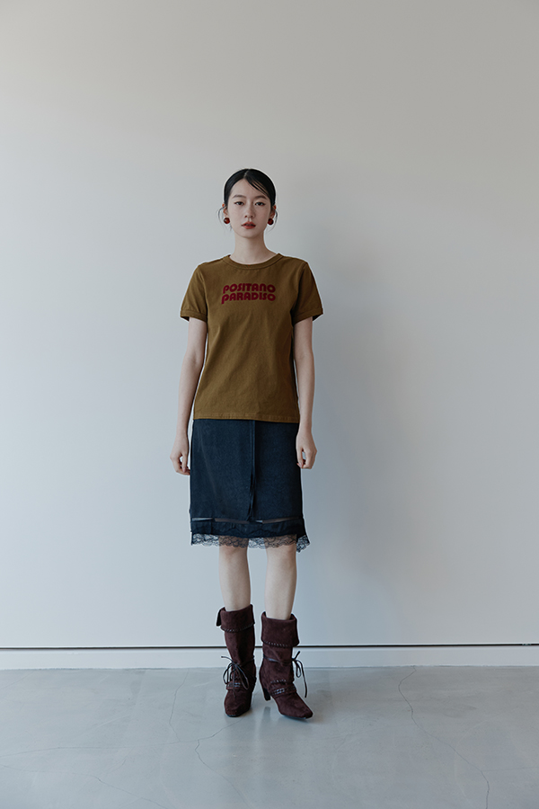 MOSDRESS 蕾絲滾邊緞面半身裙 另一款式平拍
