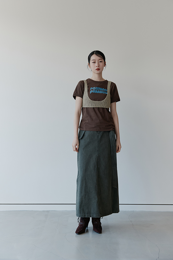 MOSDRESS 水洗牛仔綁帶 A 字裙 整體實穿造型