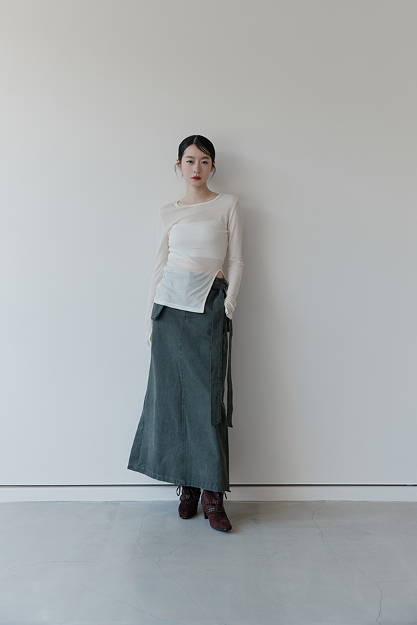 MOSDRESS 水洗牛仔綁帶 A 字裙 不同搭配輪廓