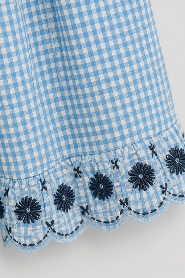 MOSDRESS 小花刺繡格紋寬褲 商品組合平拍