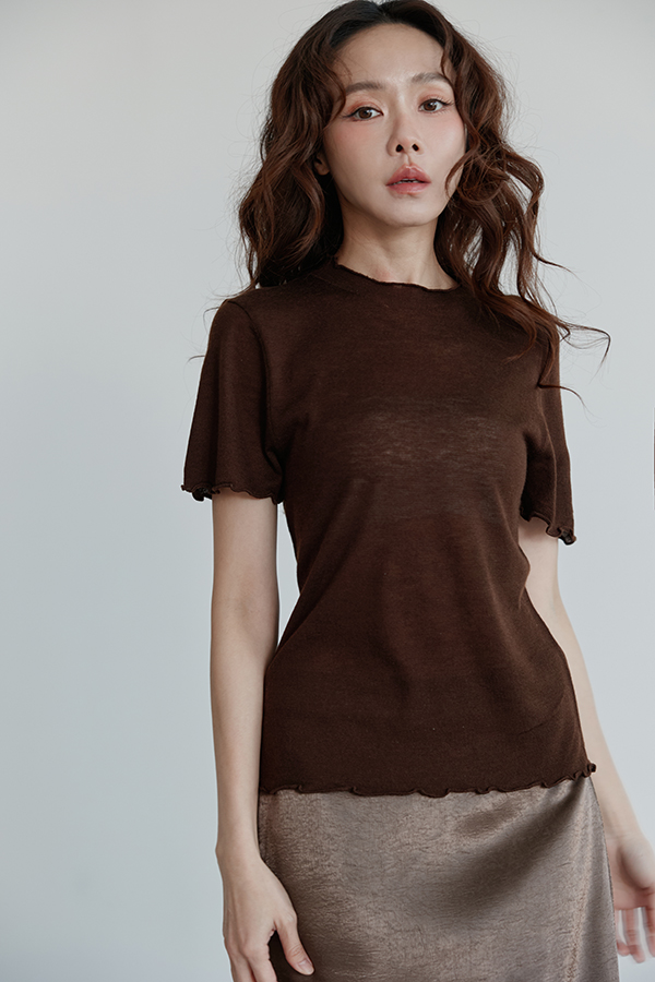 MOSDRESS 波浪邊短袖針織上衣 不同搭配輪廓
