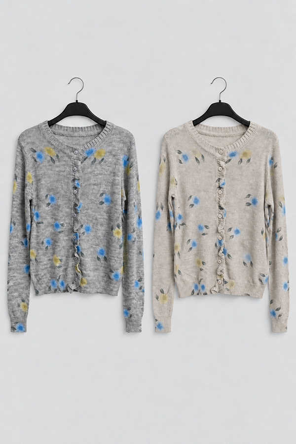 MOSDRESS 水彩花朵針織上衣 2色 商品細節展示