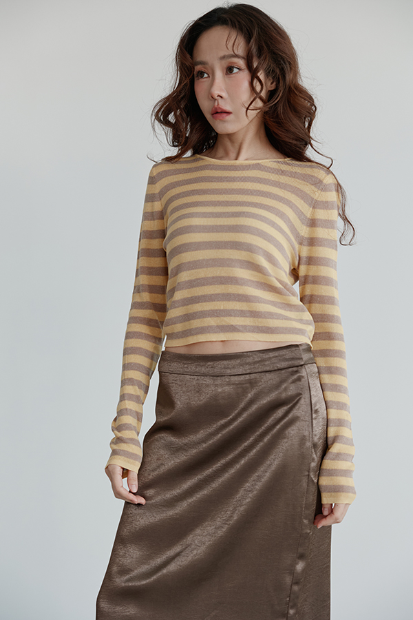 MOSDRESS 撞色條紋針織上衣 正面版型展示