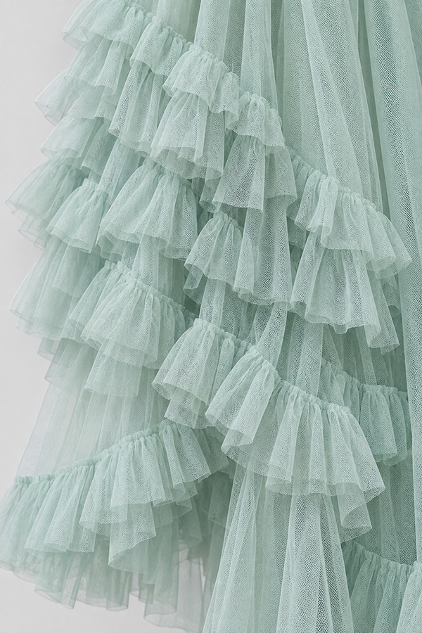 MOSDRESS 訂製不規則荷葉網紗半身裙 商品細節展示