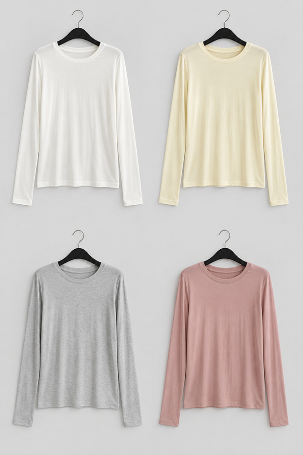 MOSDRESS 素色圓領長袖上衣 四色長袖上衣平拍