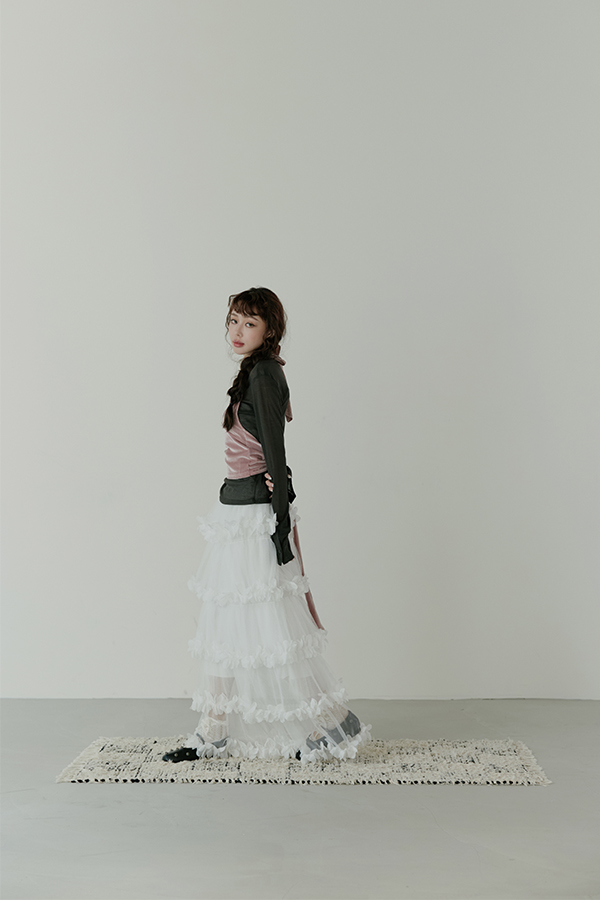 MOSDRESS 真兩件絨布長袖上衣 粉紅色 兩件式側身輪廓