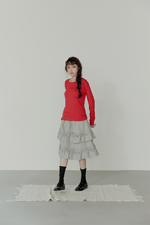 MOSDRESS 荷葉邊黑色長襪 黑色長襪搭短裙